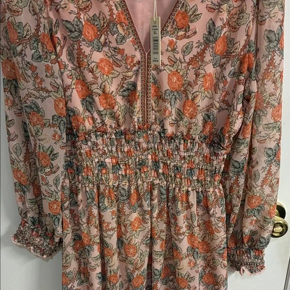 NWT Max Studio Floral Long Sleeve Dress - Pink and Orange in Sz XL - Picture 5 of 14